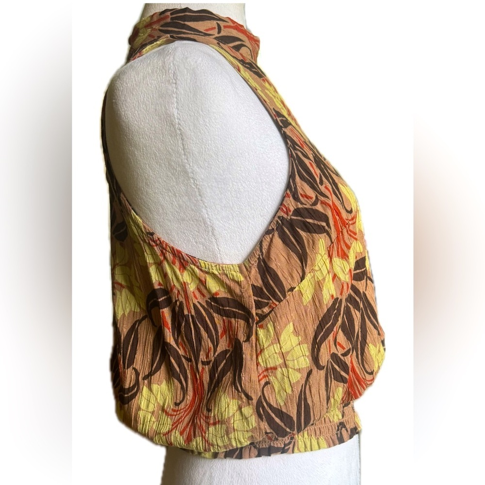 Haute Hippie 70s Floral Boho Print Patterned Sleeveless Halter Neck Blouse Top M - Picture 5 of 9
